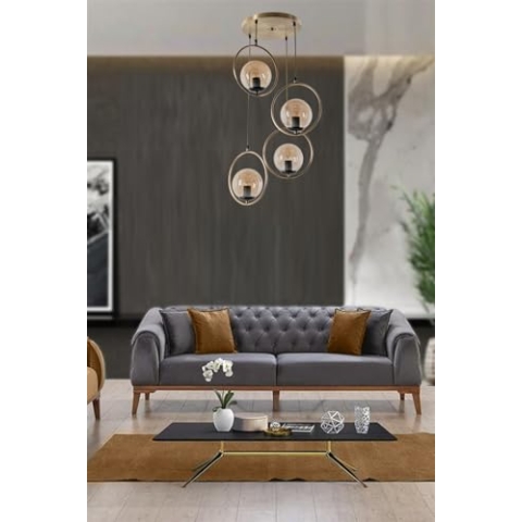 Opviq Glam Scandinavian Chandelier, 70 cm Height, 30 cm Diameter | 100% Metal, Copper Finish, E27 Socket Max 40W | Elegant Lighting for Modern Spaces