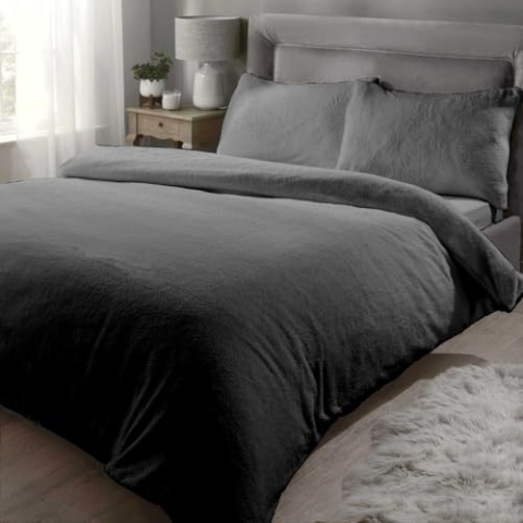 Rapport Home Rapport Bettbezug-Set, Teddybär, luxuriös, superweich, warm, Polyester, Anthrazit, Doppelbett