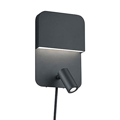 Trio Leuchten LED Wandleuchte Luigi 222270232, Metall Schwarz Matt, Inkl. 5 Watt + 2.3 Watt LED