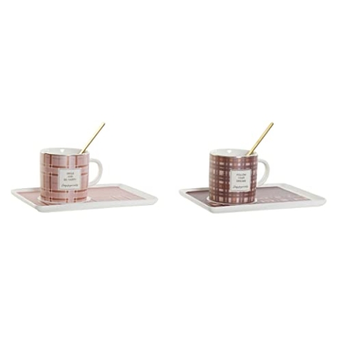 DKD Home Decor Tasse mit Teelöffel, Standard