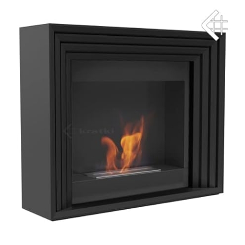 KRATKI Planet Bio Ethanol Portalkamin freistehender Biocontainer 0,75 l TÜV geprüft MDF Gehäuse Stahleinsatz 98 x 115 cm schwarz