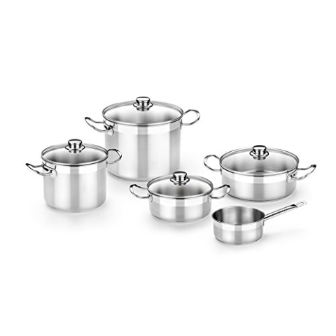 BRA a349919 Profesional 5-teiliges Set, geeignet für alle Herdarten, einschließlich Induktion, Edelstahl, metallic