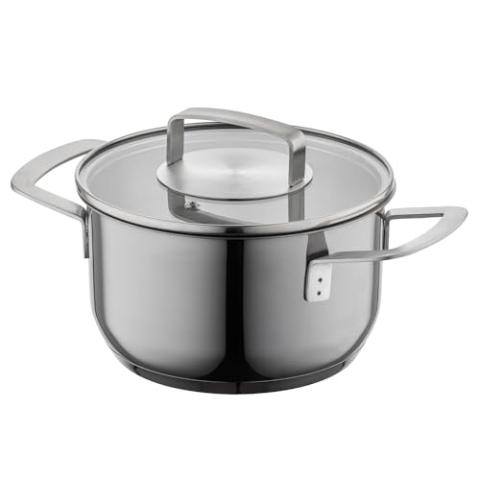 FLORINA Edelstahl Topf 2,2 l 18 cm Durchmesser I Kochtopf INFINITY mit Glasdeckel I Praktische Messskala I Spülmaschinenfest I 3-lagiger Boden gleichmäßige Wärmeverteilung I Ideal für alle Herdarten