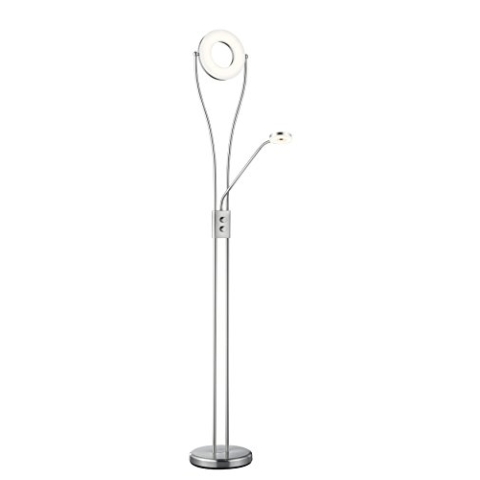 RL LIVE YOUR LIGHT Reality Leuchten LED Stehleuchte Rennes R424212107, inkl. 18 Watt + 4 Watt LED, Dimmer R42412107 Fluter Nickel Matt