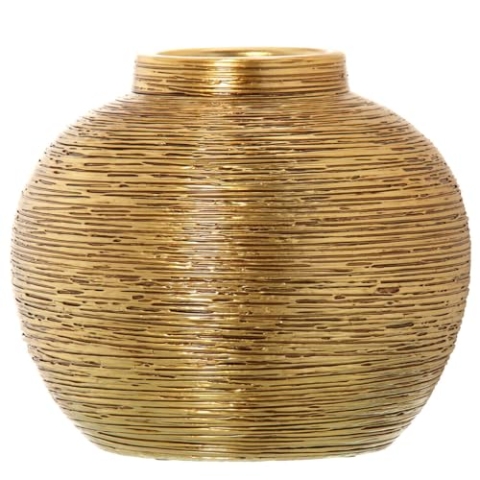 Alexandra House Living Goldene Vase, Keramik, 29 x 28 x 28 cm