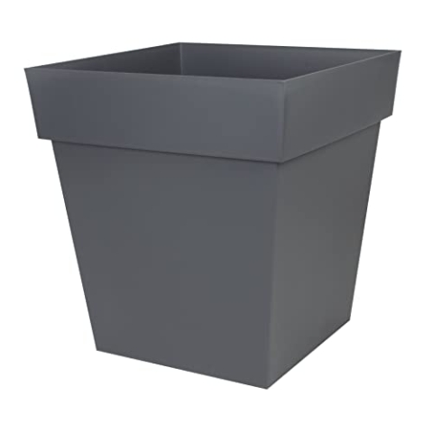 EDA - Blumentopf, quadratisch, Toskana, 50 cm – Volumen 87 l – 49,5 x 49,5 x H 52,5 cm – Grau Anthrazit