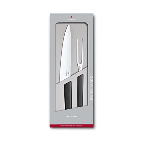 Victorinox, Swiss Modern, Tranchier-Set, 2-teilig, Tranchiermesser, Fleischgabel, Kunststoffgriff, Rostfreier Stahl, schwarz