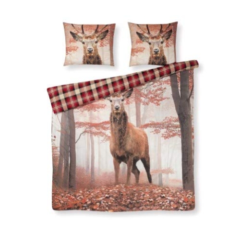 Papillon Hirvi Flanel Bettbezüge, Baumwolle, Rot, 240 x 200/220 cm