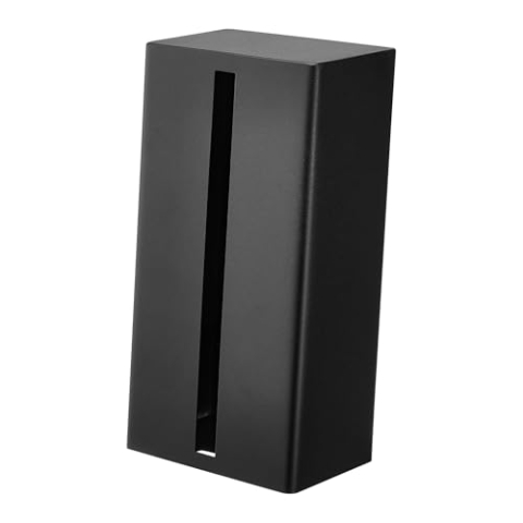 Yamazaki 1441 Tower Vertikale Taschentuchbox, schwarz, Stahl/Magnet, minimalistisch, 9,7 x 12,6 x 23,7 cm