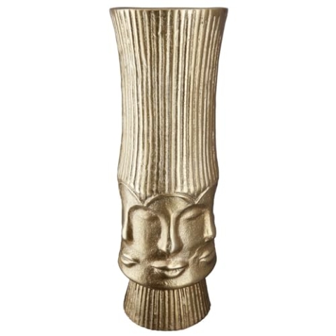 GILDE Vase Blumenvase aus Aluminium - Deko Wohnzimmer Geschenk für Frauen Geburtstag Muttertag - Farbe: Gold Höhe 45,5 cm