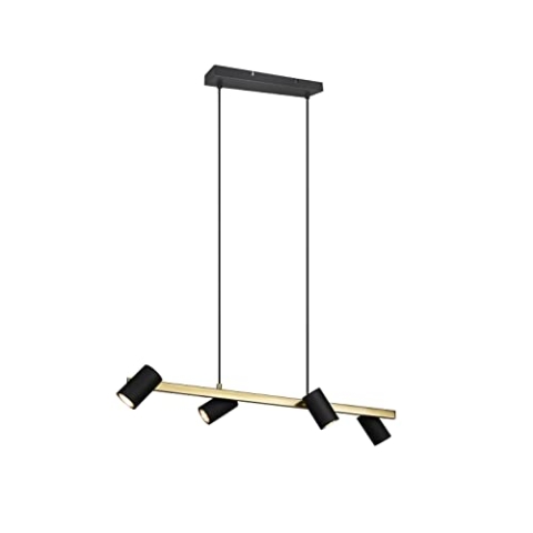 Trio Leuchten Pendelleuchte Marley 302400480, Metall Schwarz matt/Messing, exkl. 4x GU10