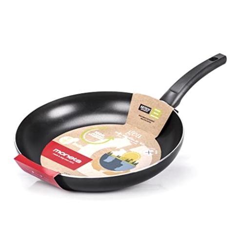 Moneta Gea Pfanne, 32 cm, Aluminium, 100% recycelt, für jede Kochplatte inklusive Induktion. Made in Italy, Schwarz