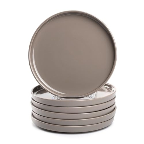 LEONARDO HOME Speiseteller ROMA 6er Set • Ø 22 cm • Mikrowellen- & Spülmaschinengeeignet • stapelbar • Keramik Geschirr für 6 Personen • Steingut-Teller mit glasierter Oberfläche • taupe • 027921