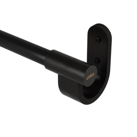 Umbra Bellwood ausziehbare Gardinenstange mit 2,5 cm Durchmesser, Metall, Schwarz, 107-305 cm