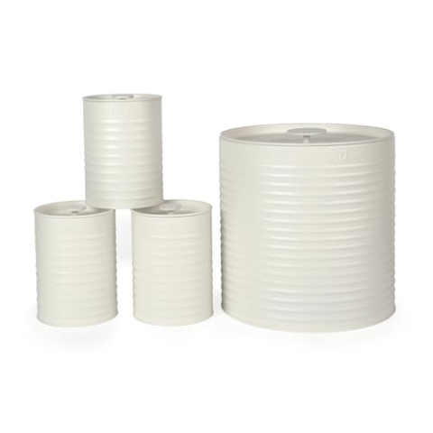 Russell Hobbs RH03270CEU7 Ribbed 4-teiliges Arbeitsplatten-Set – Set mit 3 Küchenkanistern und Brotkasten, Tee, Kaffee und Zucker, langlebigem Stahl, leicht zu reinigen, cremefarben