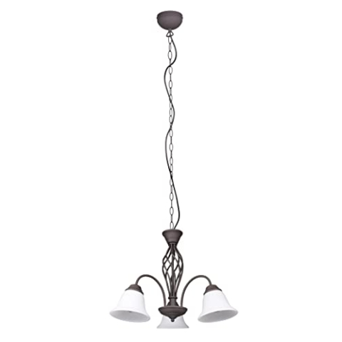 Trio Leuchten Pendelleuchte Rustica 101000324, Metall rostfarbig, Glas weiß matt, exklusiv 3x E14