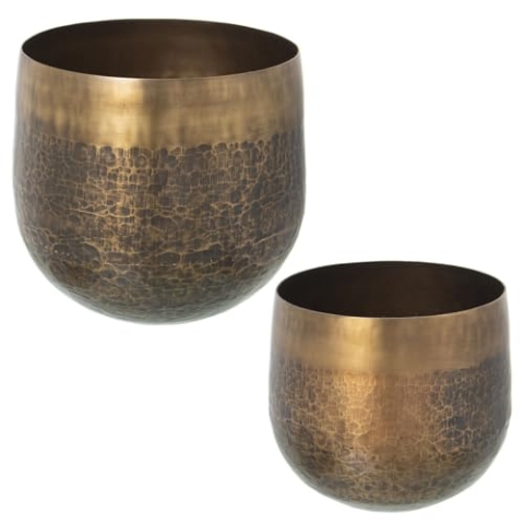 Alexandra House Living Blumentopf-Set, Aluminium, Messing, 2 Stück