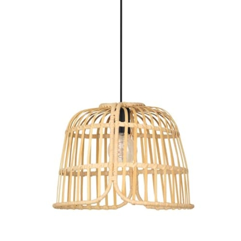 EGLO Hängelampe Glyneath, 1-flammige Pendelleuchte Esstisch, Esszimmerlampe aus Rattangeflecht in Natur, Rattan Hängeleuchte mit E27 Fassung