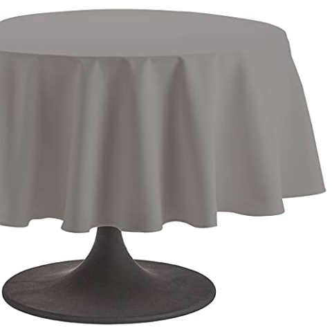 Coucke Tischdecke, rund, einfarbig, Baumwolle, Kiesel, 180 x 180 cm