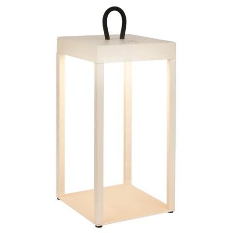 BRILONER - LED Tischlampe kabellos mit Touch, dimmbar in Stufen, Akku & Lichtquelle tauschbar, IP44, Warmweißes Licht, LED Laterne, Tragbare Dekolampe, Lampe, Terrasse, 13x13x31,5 cm, Beige