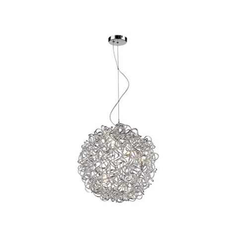 Trio Leuchten 311300806 Arbustos A++ to E, Pendelleuchte, G9, Aluminiumgeflecht matt / chrom, 60 x 60 x 263 cm