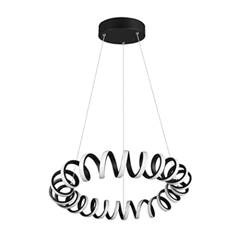 Trio Leuchten LED Pendelleuchte Curl 325110132, Metall Schwarz matt, inkl. 33 Watt LED, Switch Dimmer