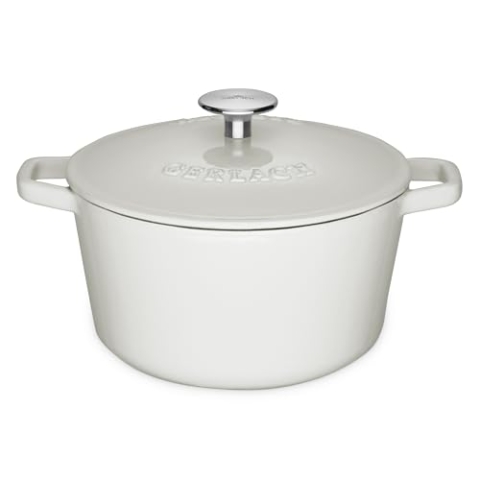 Gerlach Nature Iron Gusseisen-Topf Kochtopf 3 L mit Deckel 21 cm Bräter Schmortopf Brottopf Brotbacktopf Bratentopf Emailliert Induktion Weiß