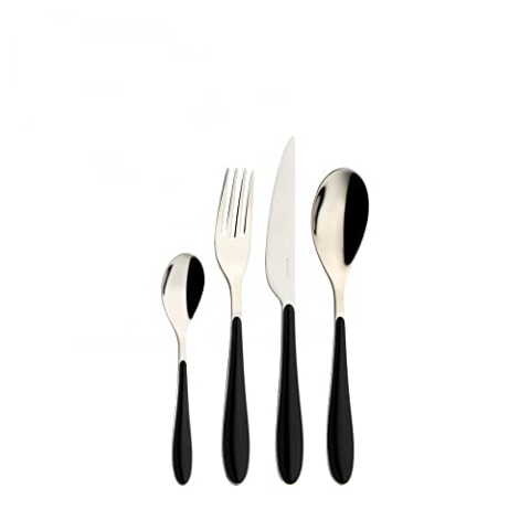 Bugatti GGNU-023F50 Gioia – 24-teiliges Besteckset, SAN/Stahl, 22 x 8 x 30 cm, Schwarz