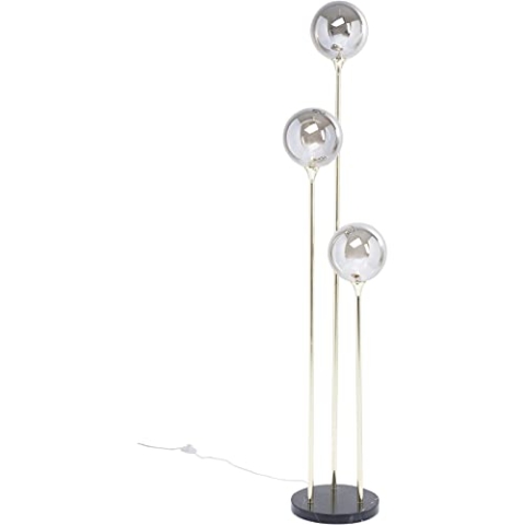 Kare Design Stehlampe Al Capone Tre, Gold, Silber, Marmor, Glas, Moderne Stehleuchte, Wohnzimmer, Schlafzimmer, 176x37x37 cm (HxBxT)