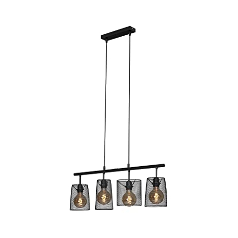 BRILONER Leuchten Pendelleuchte Draht, Retro Hängelampe 4-flammig, E27 max. 60 Watt, Esszimmerlampe 4026-045 Schwarz