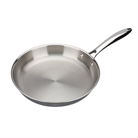 GSW 975346 Gastro traditionell INOXXALplus Bratpfanne o. Deckel 28cm-mit Wabenboden, Edelstahl, silber, 28 cm