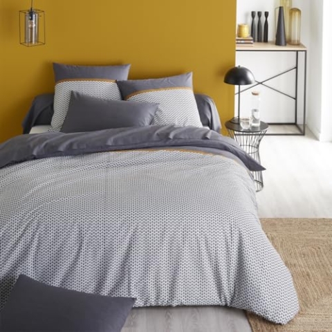 Origin Bettbezug, Bedruckt, aus Bambus, Jules, 240 x 220 cm, Grau