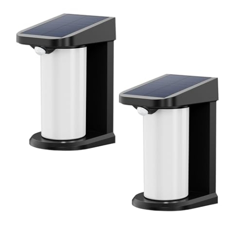 Lumisky 2 Stück Solarstrahler Wandleuchte LED weiß 2x LUSTY H18cm mit Bewegungsmelder