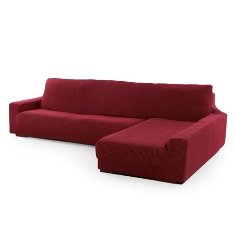 SOFASKINS® super elastischer Chaise Longue überzug, Sofabezug rechte Lange Armlehne, Sofa überzug atmungsaktiv, bequem und langlebig, Kompatible Abmessungen des Sofas (210-340 cm), Farbe Bordeaux