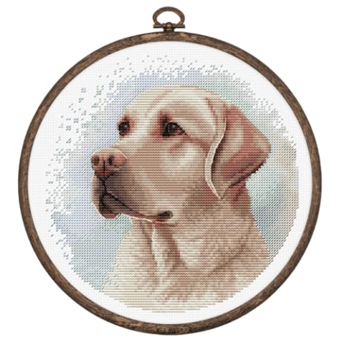 Kreuzstich Stickpackung mit Stickrahmen Der Labrador Zählmuster