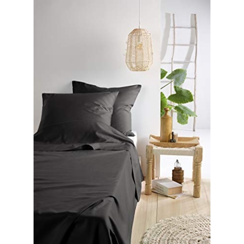 De Witte Lietaer Olivia Bettwäsche, Satin, Baumwolle, gekämmt, Dunkelgrau/Ebony, 280 x 280 cm + 2 Kopfkissenbezüge