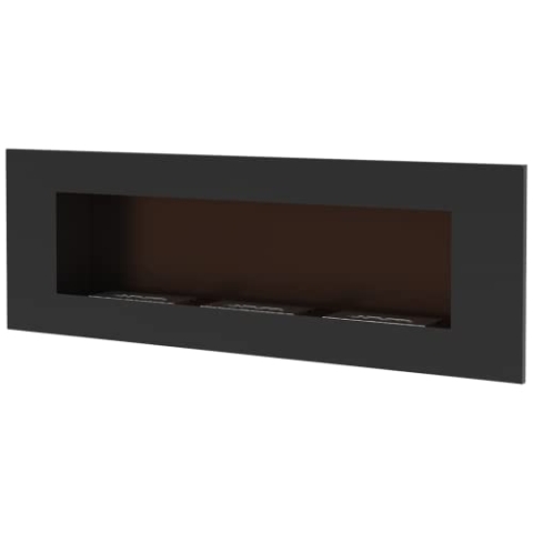 KRATKI Delta 3 Bio-Ethanol-Kamin für den Innenbereich | Für Wandmontage oder Eckeinbau l Biocontainer 0,6 l, TÜV-geprüft | Stahl, 40 x 120 cm, Schwarz