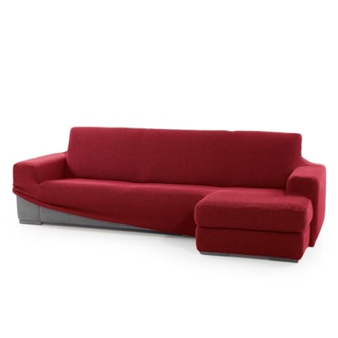 SOFASKINS® super elastischer Chaise Longue überzug, Sofabezug Kurze rechte Armlehne, Sofa überzug atmungsaktiv, bequem und langlebig, Kompatible Abmessungen des Sofas (210-340 cm), Farbe rot