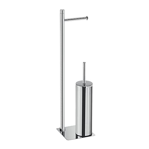 GEDY G-Seul WC-Säule + Toilettenbürste, Chrom mit Chrom-Finish, Maße 62,8 x 14 x 14 cm, Edelstahl und Cromall, 4 mm Inbusschlüssel, Papier, einzigartig