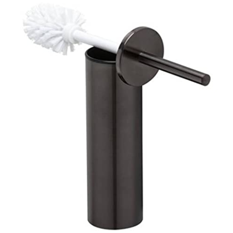 Geesa Nemox Toilettenbürste, WC-Bürstengarnitur aus Edelstahl, Farbe: Schwarz gebürstet, hygienisch Dank integriertem Deckel und herausnehmbaren Kunststoffeinsatz, 82 x 371 x 90 mm