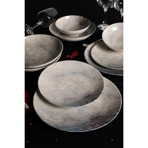 Elegant 24-Piece Dinner Set, 100% Porcelain | Includes Service Plates, Bowls & Dessert Plates | Dishwasher & Microwave Safe | Perfect for Any Occasion
