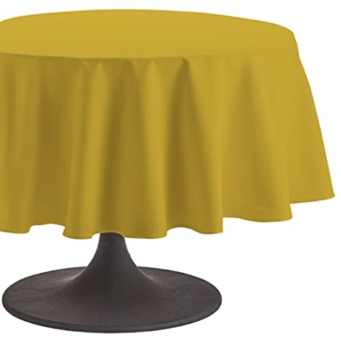 Coucke Tischdecke, rund, einfarbig, Baumwolle, Curry, 235 x 235 cm