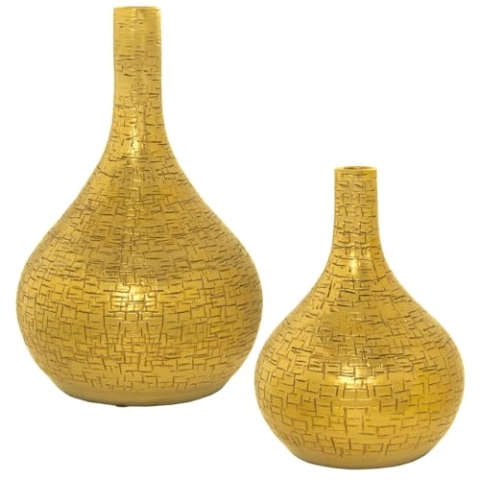 Alexandra House Living Set mit 2 goldenen Keramikvasen, 24 x 45 x 39 cm (2 Stück)