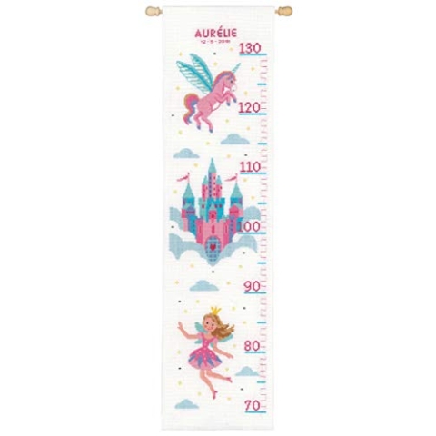 Vervaco Stickpackung Einhorn (cm), Zählmuster Kreuzstich gezählt Kit: Princess & Unicorn, Baumwolle, 18 x 70cm