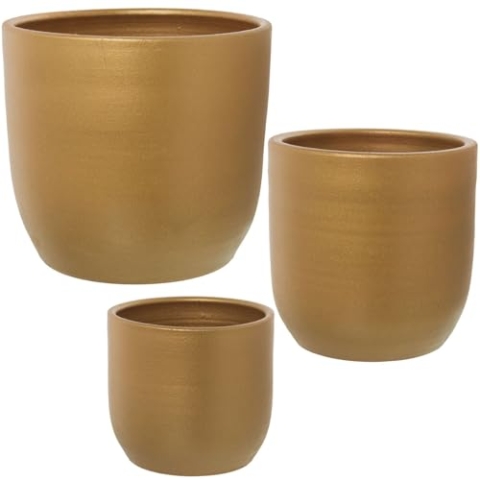 Alexandra House Living Set aus Blumentöpfen, Braun, Keramik, 3 Stück