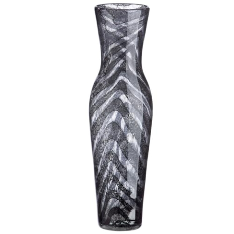 Casablanca Vase Blumenvase grau schwarz aus Glas - Deko Wohnzimmer Geschenk für Frauen Geburtstag Muttertag 39 cm
