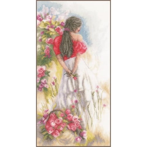 Lanarte Kreuzstich Stickpackungen Gezählter Kreuzstichbilder Set IN THE FIELDS Wanddekoration Handarbeit Set für Erwachsene 20 x 40 cm DIY Deko Bastelset Handwerker Kreative Geschenkset