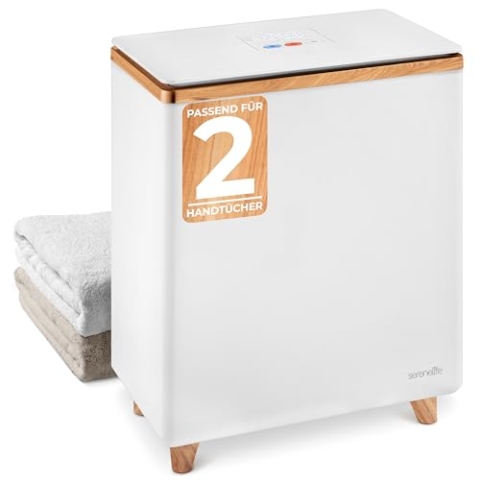SereneLife Handtuchwärmer Elektrisch, Handtuch Wärmegerät Energiesparend als Organizer im Badezimmer, Towel Warmer mit großem Fassungsvermögen, Ein-Knopf-Bedienung & automatische Abschaltung, Gold
