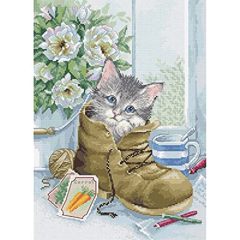 Luca-S Kreuzstich Set Süßes Kätzchen, Zählmuster, 23x32cm