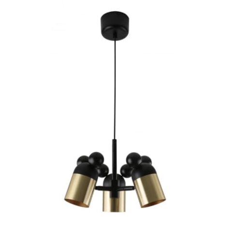 GTV - Pendelleuchte MOUSE - max.250V, 50/60Hz, 3*E27, max.25 W, IP20, durchschnittlich 30 cm, gold/schwarz - Deckenleuchte